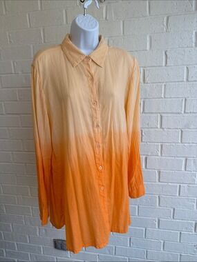Chadwicks of Boston Orange Ombré Long sleeve blouse XL all Cotton Like new